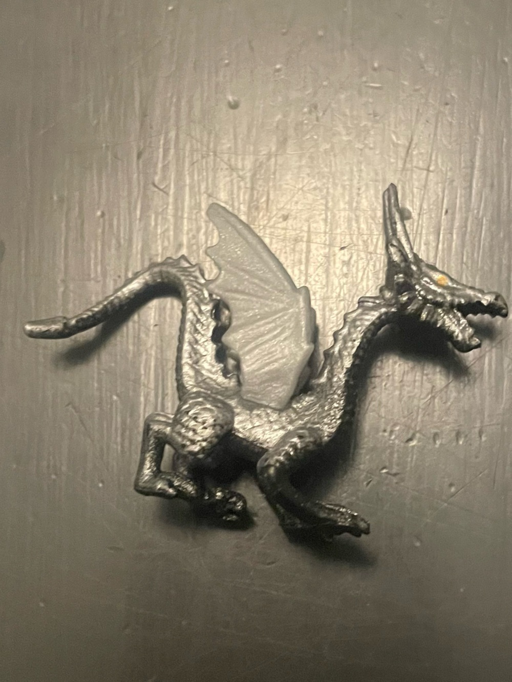Silver Dragon Reptile Figurine toy small figure pretend play trinket charm
